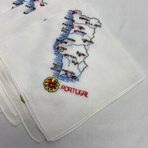 Portugal handkerchiefs hand embroidered set of 7 white 10"x10"